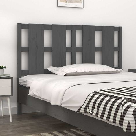 vidaXL Cabecero de cama madera maciza de pino gris 145,5x4x100 cm (1/5)