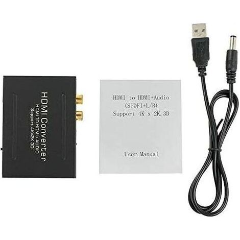4K HDMI Audio Convertisseur 2160P HDMI vers HDMI+Optique SPDIF/Toslink RCA L/R Audio Extractor Numérique vers Analogique DAC Vidéo Adaptateur 4Kx2K pour Lecteur Blu-ray DVD Xbox One Etc
