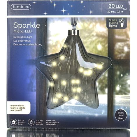 Lumineo Micro-LED Stern Anthrazit transparent mit Lichterkette warmweiß Ø 20 cm 20 Lichter - warmweiß (1/5)