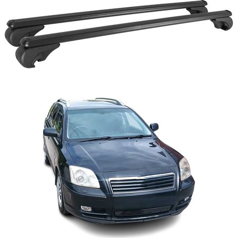 OMAC Aluminium Dachträger Querträger für Toyota Avensis Verso II 2001-2006 – TÜV / DIN 75302:2019 – Abschließbar – Max. 75 kg – 2 Stangen Schwarz (1/5)