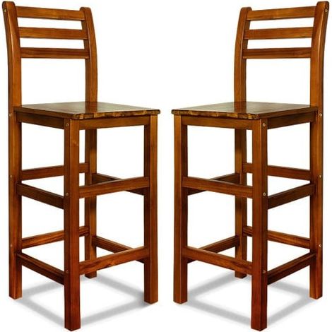 Lot de 2 tabourets de bar 110 cm en bois d'acacia. Grande qualité de fabrication (1/4)