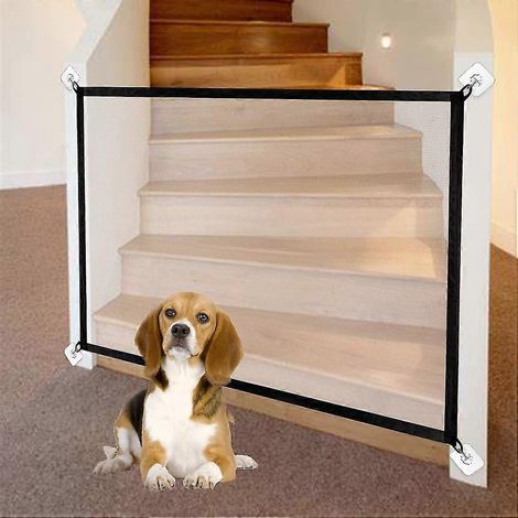 Porte pour chien en filet, porte pour animaux de compagnie, barrière de sécurité portable, porte d'intérieur (1/5)