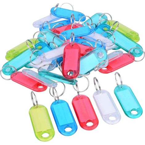 Etiquettes Pour Clés - En Plastique Transparent - Fenêtre Double Face - Avec Anneau - 5 Couleurs - Lot De 50 Pièces (1/5)