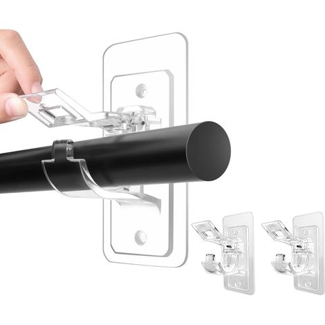4er-Pack selbstklebende Gardinenstangenhalter aus PET, kein Bohren, verstellbare, nagelfreie Gardinenstangenhalterungen für das Wohnzimmer, transparent