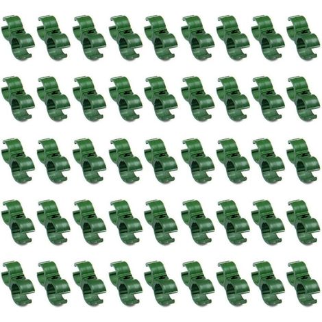 Paquete de 50 clips de plástico ajustables para enrejado de jardín, color verde, 16 mm (1/4)