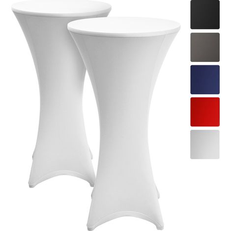2er Set Beautissu Stella Stehtischhusse Stretch Ø 60cm	Weiß