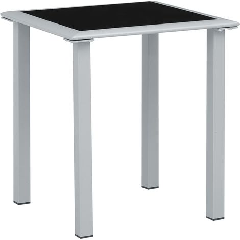 Table de jardin Noir et argenté 41x41x45 Acier et verre (1/4)