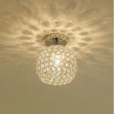 Moderne Deckenleuchte Kristall, E27 Vintage Metall Deckenlampe, Weiß für Wohnzimmer Schlafzimmer Flur Balkon