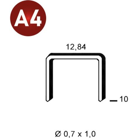 10 000 Agrafes Aluminium A-10 - Inox A4 (316) - 12.84x10x0.7x1 mm - D-Work
