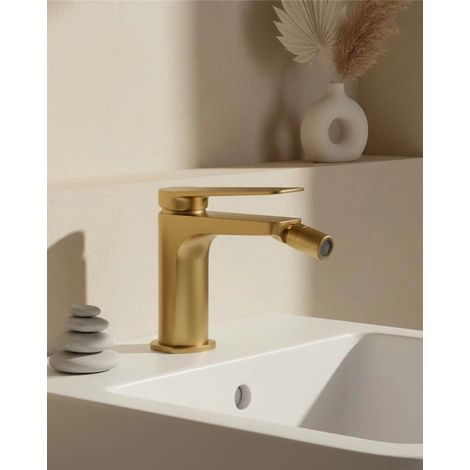 Miscelatore bidet senza scarico in ottone oro spazzolato Momo (1/4)
