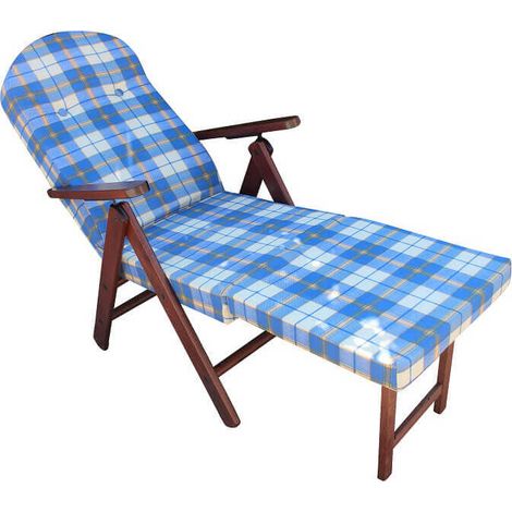 Poltrona relax da interno in legno regolabile in 4 posizioni con cuscino e prolunga poggiapiedi Padova - Blue (1/5)