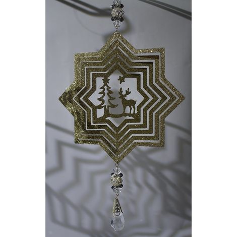 Palline 3d per addobbi albero di natale in oro metallo da decorazioni natalizi (1/4)
