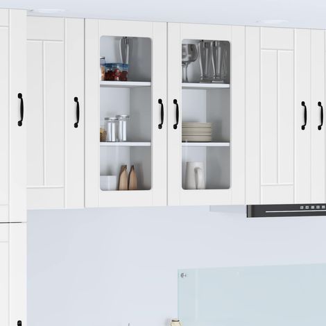 vidaXL Cabinet en verre mural LUCCA Blanc 40 x 31 x 80 cm (1/5)