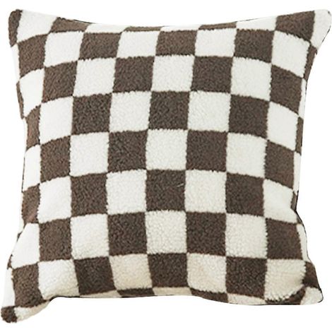 Housse de coussin ultra douce pour la décoration intérieure, coussin à carreaux à poils courts et moelleux pour canapé, coussin de canapé, coussin de sol (1/3)