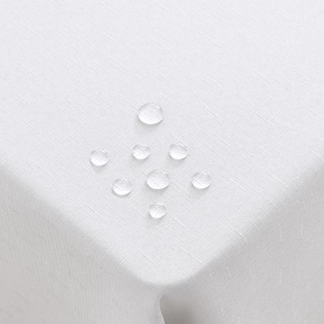 Nappe lavable aspect lin 140x240cm Blanc Rectangulaire