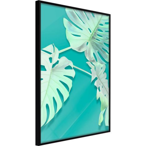 Affiche Murale Encadrée "Teal Monstera" 30 x 42 cm Noir