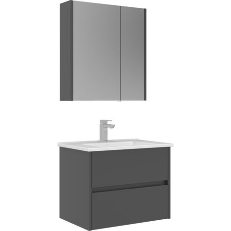 Waschtisch-Set mit Spiegel (2-teilig) "Arno 65" – 65 x 45 x 52 cm – Grau (1/3)