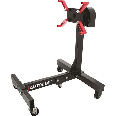 Support moteur pliant avec poulie 680 kg - Pivotant et Rotatif 360° - 2 roulettes fixes 2 pivotantes - Atelier et Garage