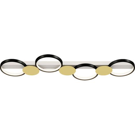 Plafonnier anneaux LED télécommande ZAKI noir et doré (1/5)