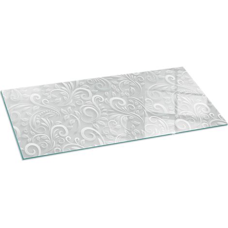 Plaque de sol pour cheminée ou poêle en verre trempé avec impression Motif végétal élégant 125x50 cm (1/5)