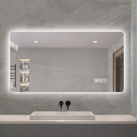 Miroir LED salle de bain 60x120 cm en verre argenté, anti-buée, mural FloraGrace (1/5)