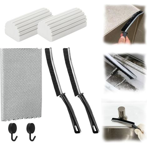 2Pcs Brosse de nettoyage des espaces, Brosse de Nettoyage à Poils Durs pour Rainure Fenetre, Salle de Bain, Toilettes, Cuisine (1/4)
