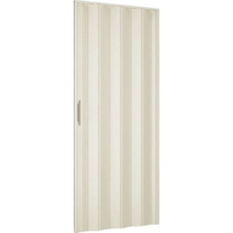Porta a soffietto in PVC avorio con apertura laterale e chiusura magnetica 82x210 cm