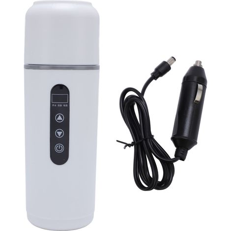 Tasse chauffante Portable pour voiture, bouilloire électrique de voyage de 500ml, 12V 24V, chaudière à eau chauffée pour camion, en acier inoxydable 316 blanc