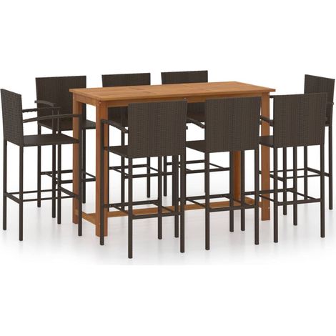 Maison Exclusive - Set Bar da Giardino 9 pz Marrone