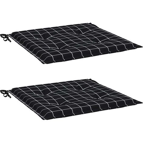 Chair Cushions 2 pcs Black Check Pattern 40x40x4 cm Fabric vidaXL (1/2)