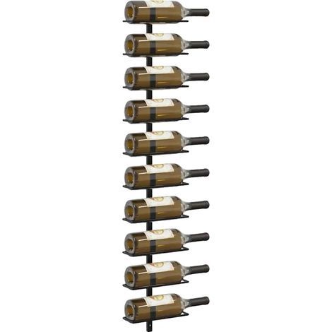 Botellero de pared, con capacidad para 10 botellas, de metal, color negro. (1/2)