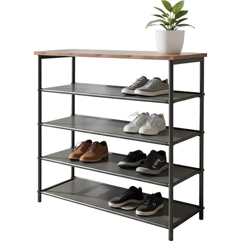 Schuhregal mit 4 stoffablagen und oberem ablagefach