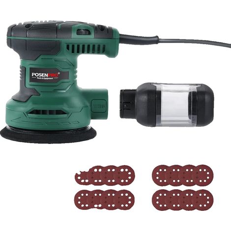Ponceuse orbitale électrique, puissance de 300W, plateau de ponçage de 125mm, vitesse de 7000-13000tr/min, diamètre orbital de 2mm, fonction de vitesse variable (1/5)