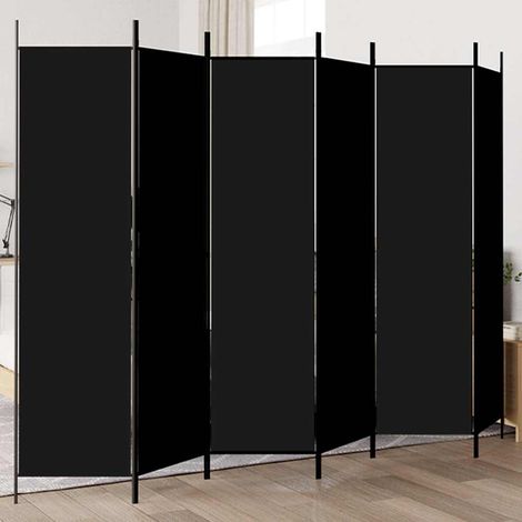 Cloison de séparation 6 panneaux Noir 300x200 cm Tissu (1/5)