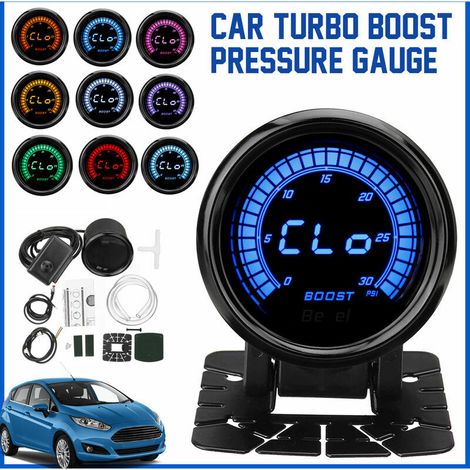 royaluxe - 1 pièces 12V 2 52mm 0-30PSI 10 couleurs voiture Turbo Boost manomètre numérique LED affichage universel Auto Turbo Boost mètre avec capteur (1/3)