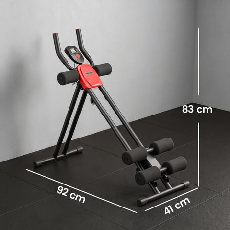 Bauchtrainer, Klappbarer Bauchmuskeltrainer mit LCD-Anzeige, Doppel-Schienen belastbar bis 120 kg, Stahl, Rot (1/5)