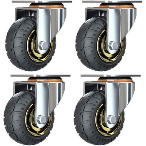 Kit de 4 roues universelles de 3 pouces sans freins Roues de chariot silencieux Roues universelles oulettes Pivotantes 75mm Roues Plaques Industrielles Transport Roulettes pour meubles- (1/5)