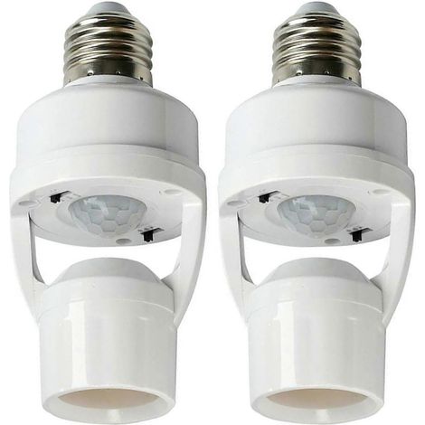 Adaptateur de douille E27 à détecteur de mouvement avec minuterie crépusculaire et temporisateur, douille automatique à sensibilité réglable pour l'éclairage domestique (1/5)
