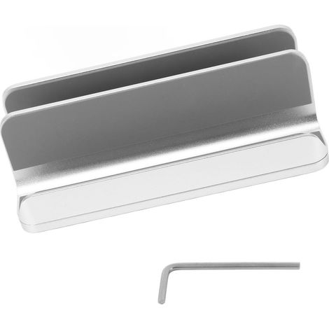 Support d'ordinateur portable vertical en aluminium argenté, moulage monobloc, patin silicone, base réglable, pour maison (1/5)