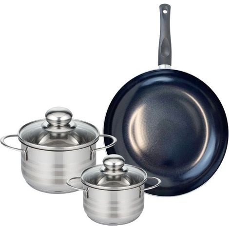 Ensemble de 1 Poêle de cuisson 24 cm et 2 faitouts 12 et 14 cm Elo Prima Brillant (1/5)