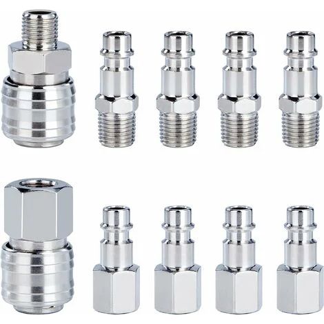 Raccord de compresseur 1/4" BSP, raccord rapide pour tuyau d'air comprimé, buse pneumatique mâle/femelle, 10 pièces (1/4)