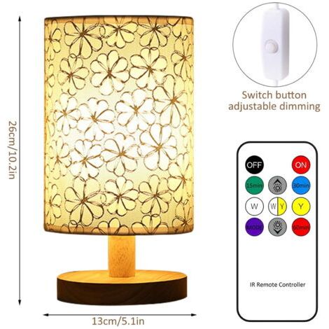 Lampada da tavolo in tessuto, luce notturna a LED effetto lino, telecomando, luce bianca calda, lampada da comodino, alimentazione USB, per camera da letto, soggiorno, decorazione (tre colori regolabi