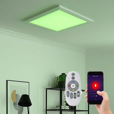 Pannello da soffitto Pannello luminoso da soffitto Smart Home App Controllo vocale Dimmer a variazione cromatica, alluminio, RGB LED 1x 16W 1x 2000lm 2700-6500K, LxLxH 30x30x11 (1/5)