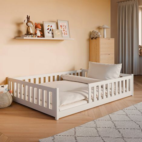 Letto a terra 140x200 con rete a doghe Maya Bianco (1/3)