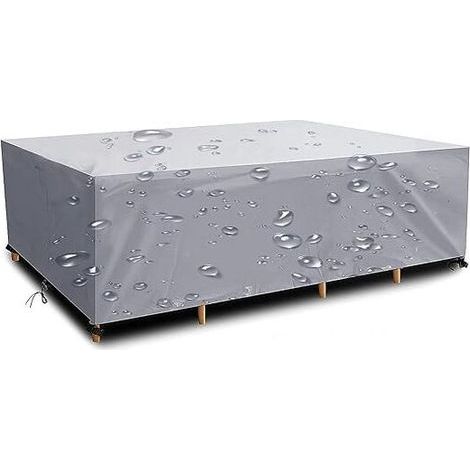 Housse Salon de Jardin 330x220x70cm 420D Oxford Argent Housse Table de Jardin Rectangulaire Protection Bache Table de Jardin Mobilier Extérieur Imperméable Coupe-Vent Anti-UV Résistant Au Froid (1/5)