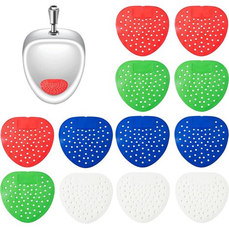 Urinal Screens, 12 Pieces Urinal Pellets, Urinal Insert with Perfume, For Shopping Mall Toilets, Public Toilets, Bathrooms, Red, Blue, Green, White (1/5)
