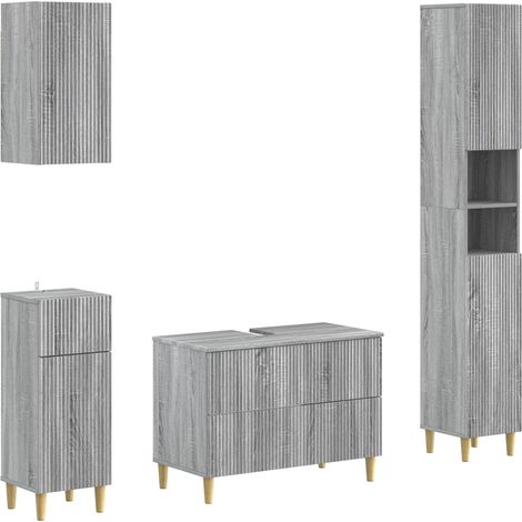 Maison Exclusive - Set di Mobili da Bagno da 4 Pezzi ARNHEM Sonoma grigio (1/5)