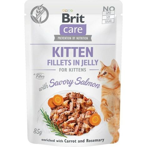 Gato brit care cat fillets in jelly kitten savory salmon 85g