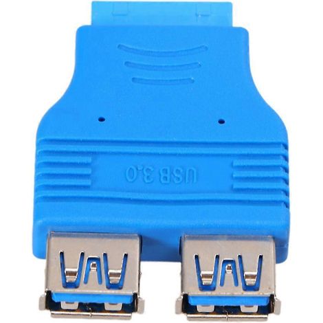 Connecteur adaptateur femelle 20 broches pour carte mère vers double USB 3.0 type A femelle (1 pièce)-M-Blue