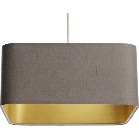 Suspension textile lin beige élégance dorée - Hauteur 20 cm (1/5)